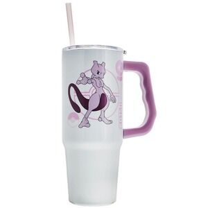 Pokemon‎ Mewtwo 30oz Stainless Steel Insulated Tumbler Mug with Handle and Straw